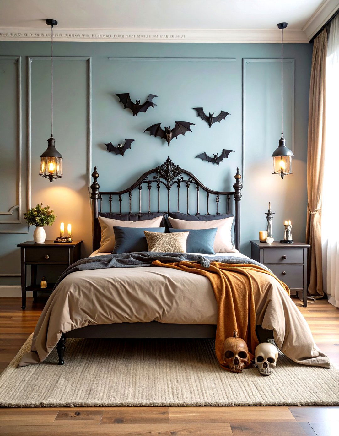 Skull and Bat Motifs - 20 Vampire Bedroom Ideas
