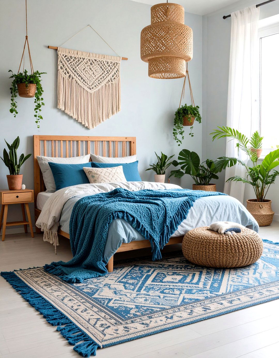 Sky Blue Bohemian Decor - 20 Sky Blue Bedroom Ideas