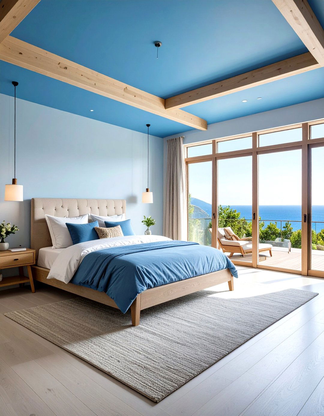 Sky Blue Ceiling Statement - 20 Sky Blue Bedroom Ideas
