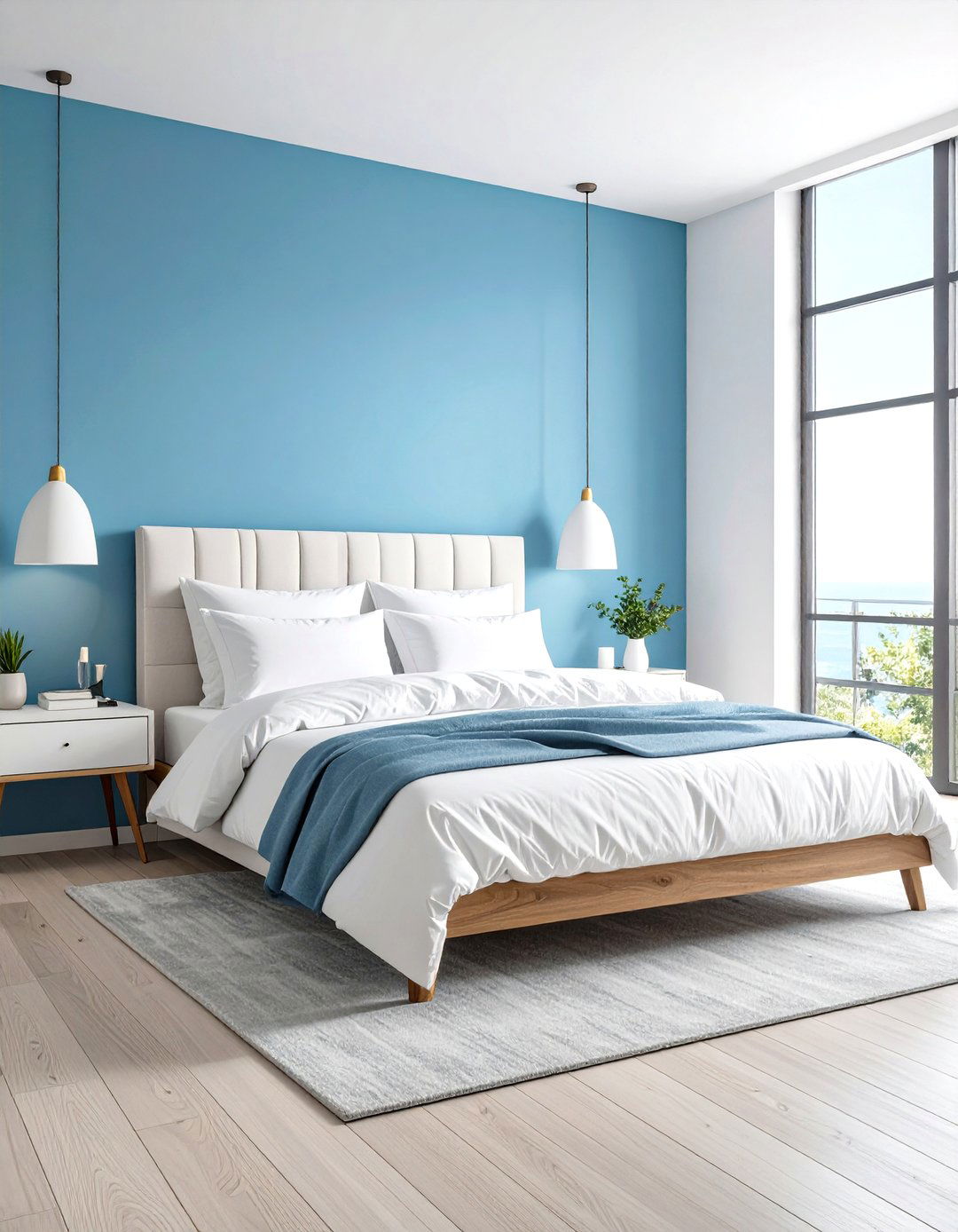 Sky Blue and Crisp White Contrast - 20 Sky Blue Bedroom Ideas