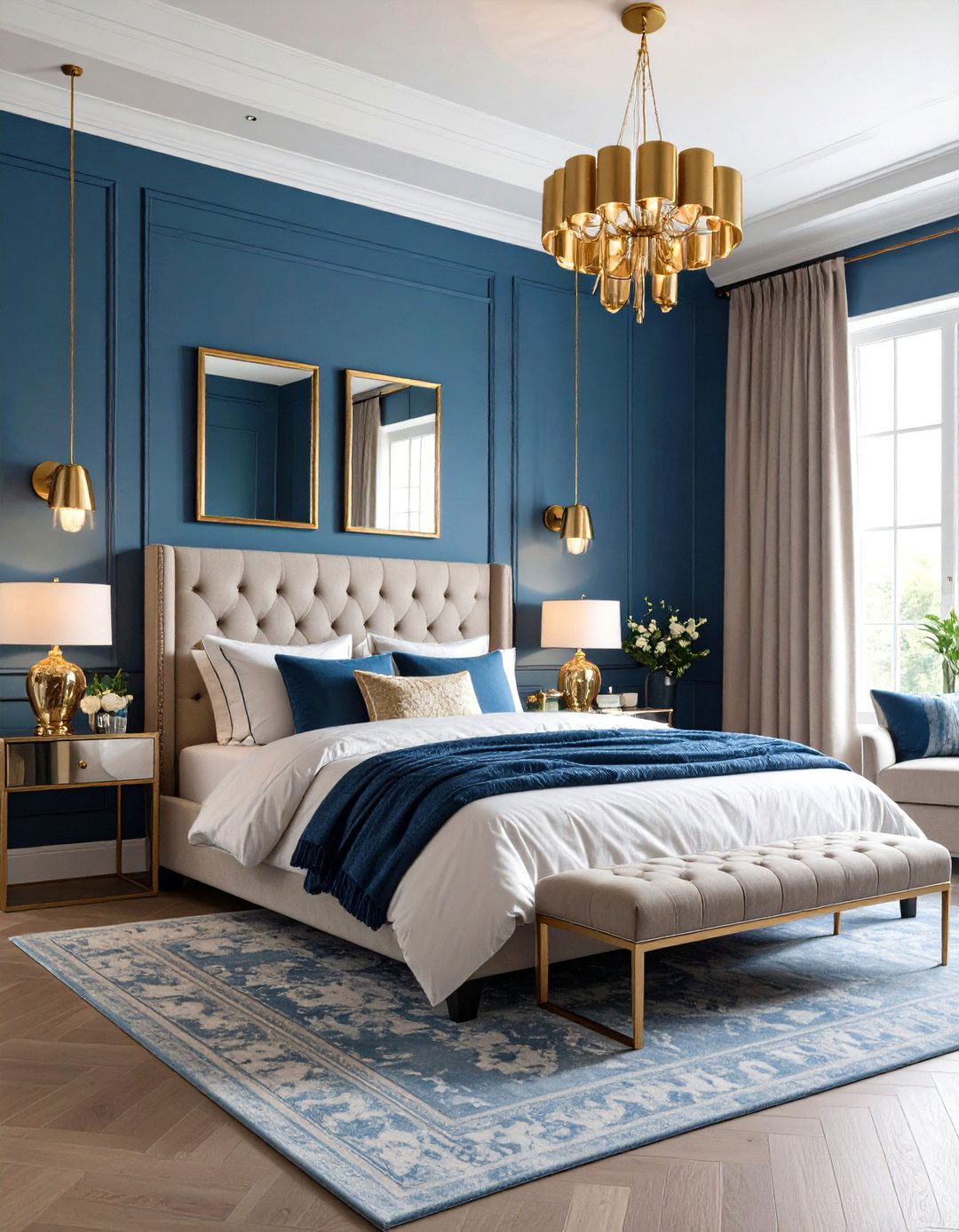 Sky Blue and Metallic Accents - 20 Sky Blue Bedroom Ideas