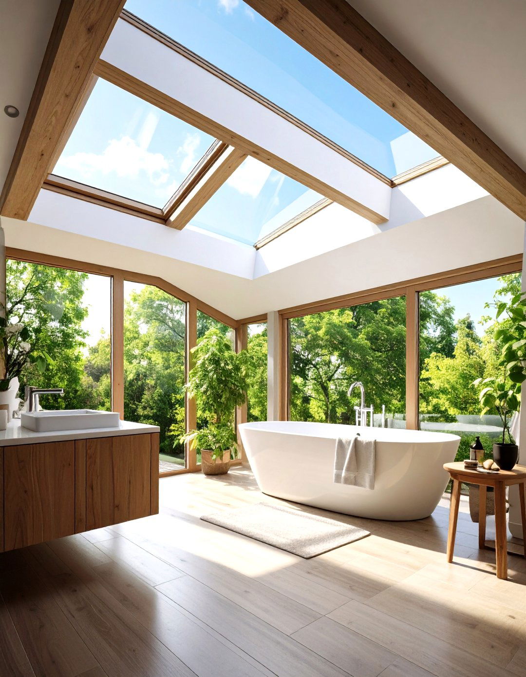 Skylight Bathes the Bathroom in Natural Light - 20 Earthy Bathroom Ideas