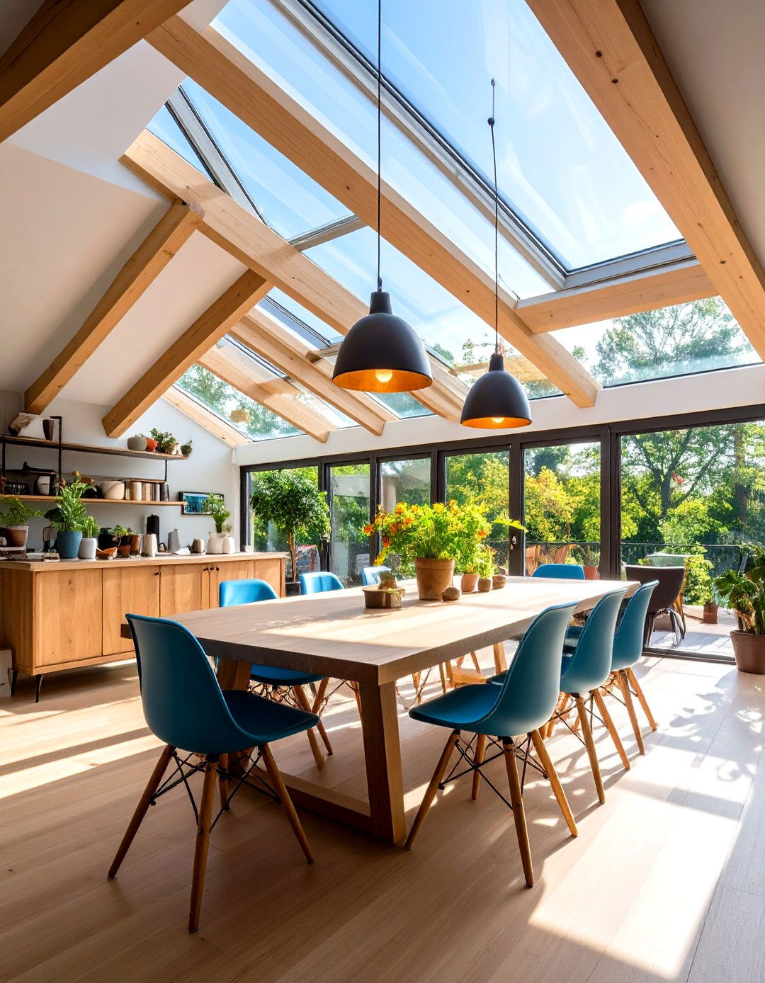 Skylight Dining Room Ceiling Bathes Meals in Daylight - 20 Dining Room Ceiling Ideas