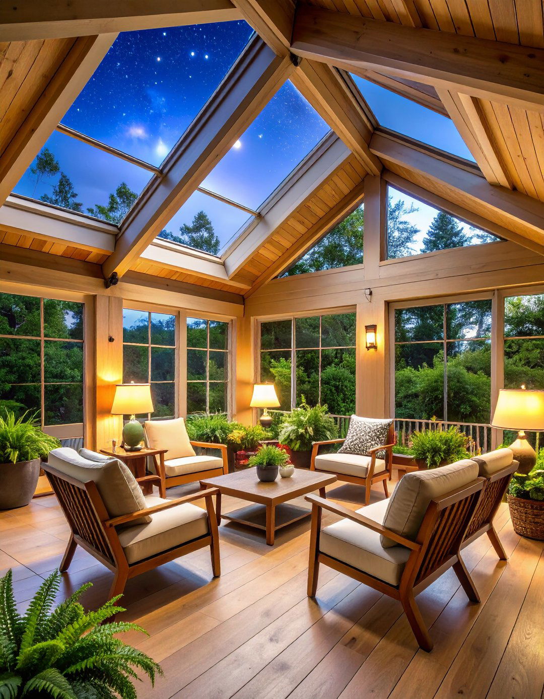 Skylight Enhanced Porch that Captures Extra Daylight - 20 Enclosed Porch Ideas