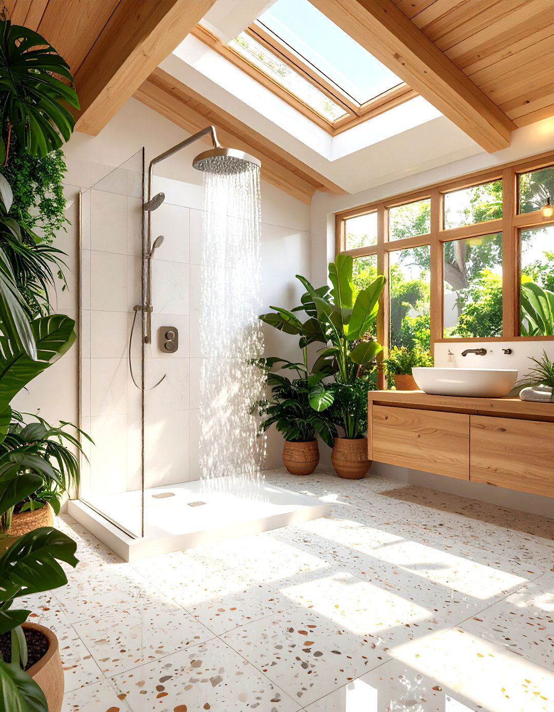 Skylight Washed Doorless Walk In Shower - 20 Doorless Walk In Shower Ideas