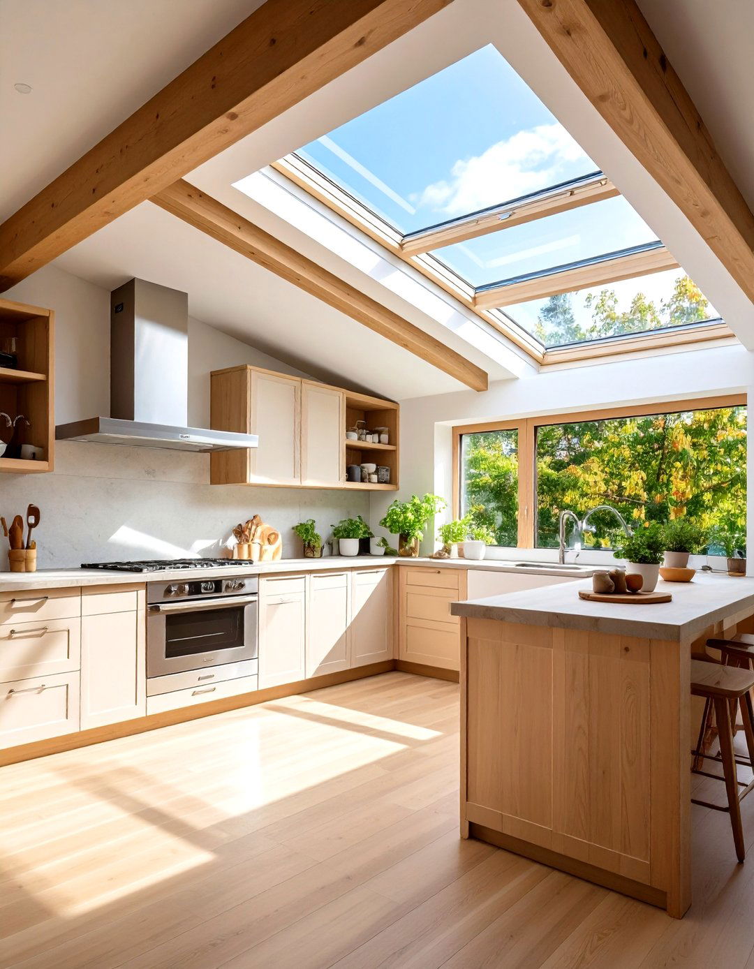 Skylight Wells Flood the Room with Daylight - 20 Earthy Kitchen Ideas
