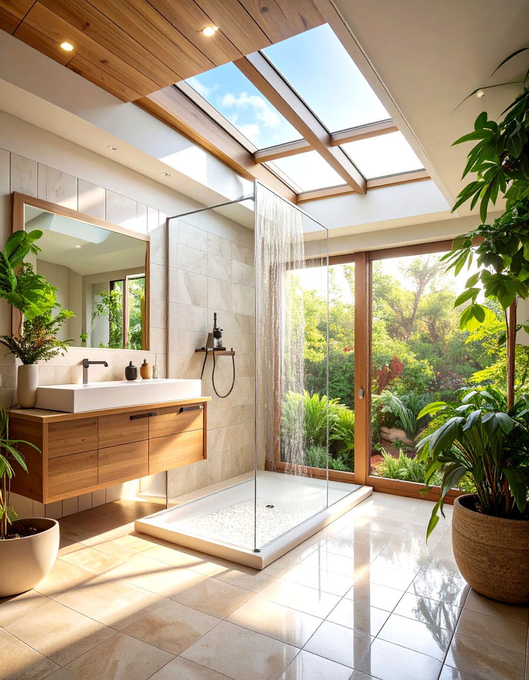 Skylight and Half Wall Light Maximizer - 20 Half-wall Shower Ideas