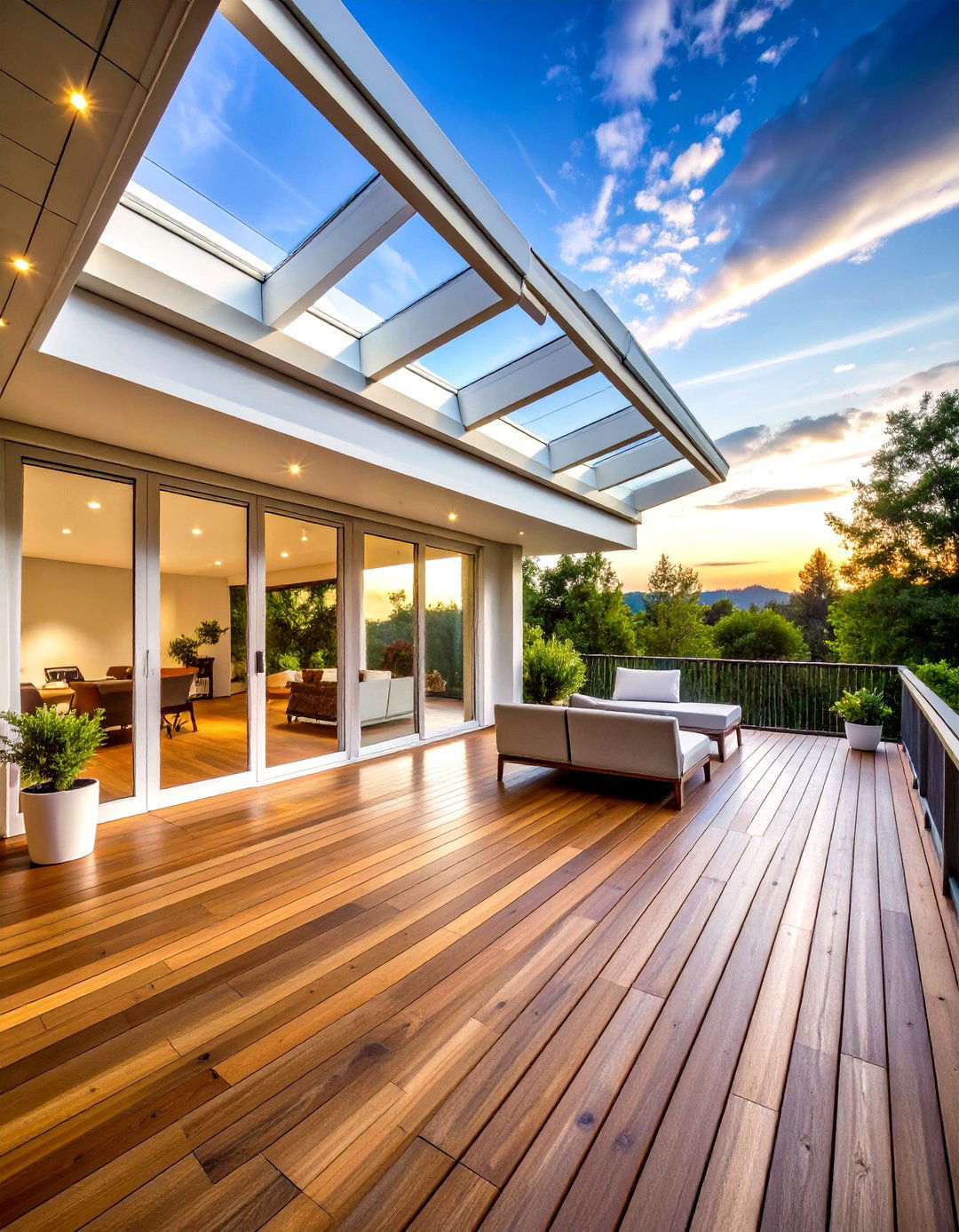 Skylighted Solid Roof Covered Deck - 20 Covered Deck Ideas