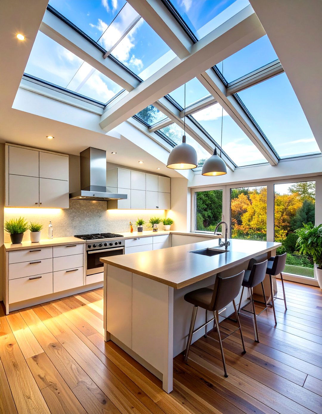 Skylights with Integrated LEDs - 20 Vaulted Ceiling Lighting Ideas