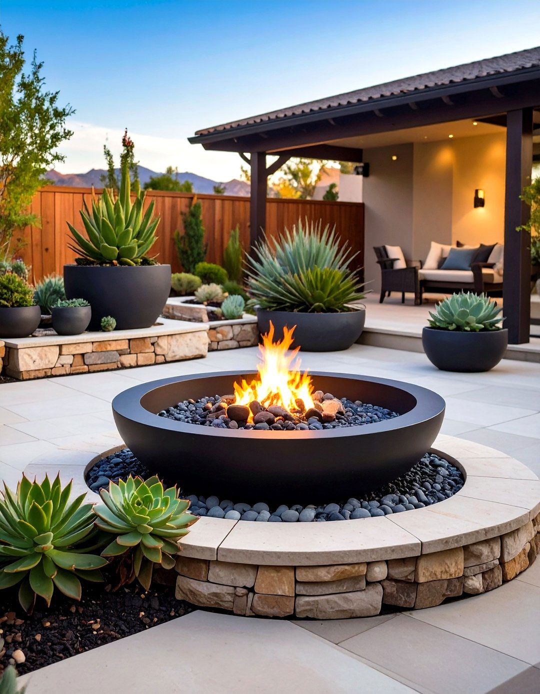 Slab Stone Minimalist Sunken Fire Pit Patio - 20 Sunken Fire Pit Ideas