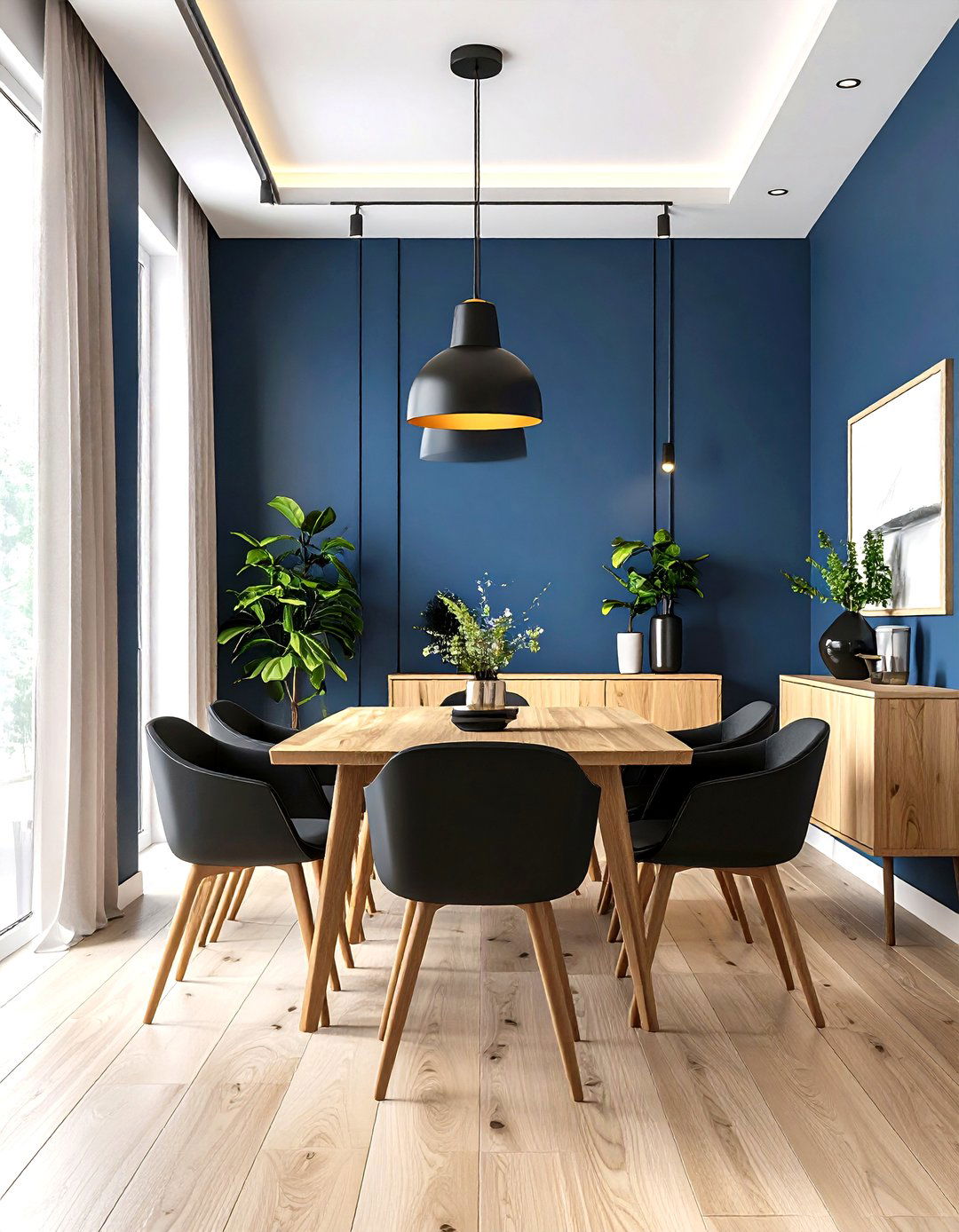 Slate Blue Accent Wall for Transitional Spaces - 20 Blue Accent Wall Ideas