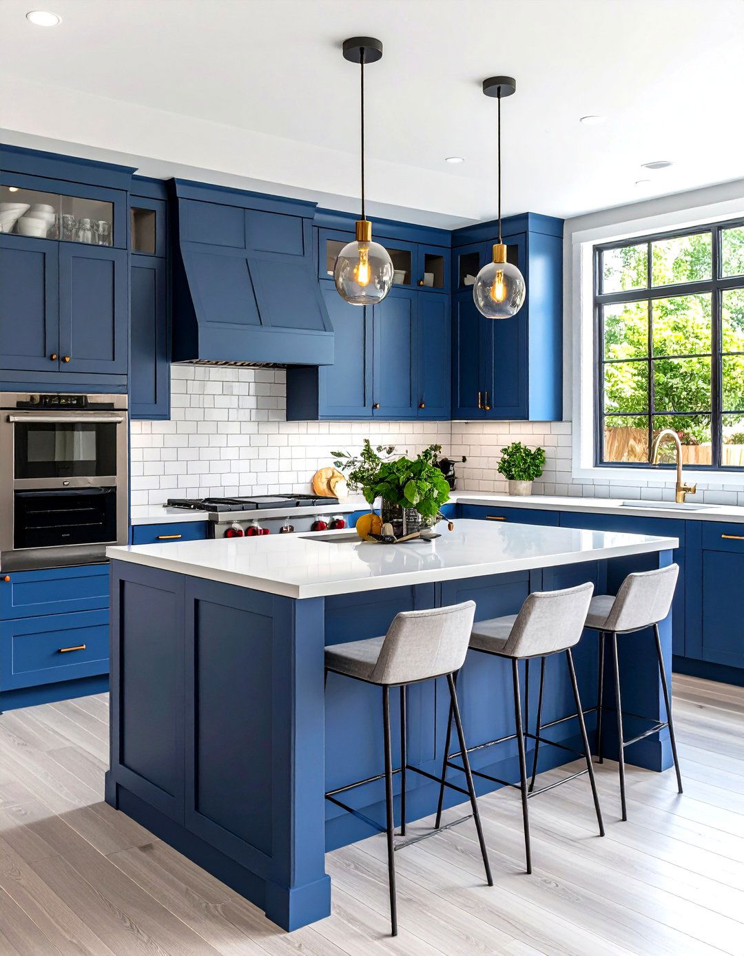 Slate Blue Kitchen Island with Contemporary Edge - 20 Blue Kitchen Island Ideas