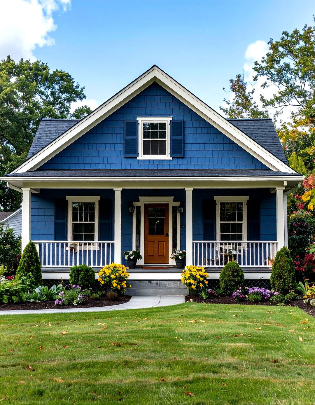 Slate Blue and Cream Sophisticated Small Home Color Scheme - 20 Exterior Color Palettes for Small Homes