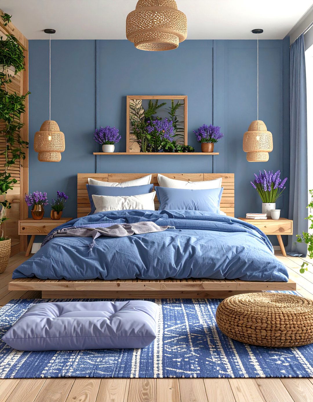 Slate Blue and Lavender Zen Meditation Space - 20 Blue and Purple Bedroom Ideas