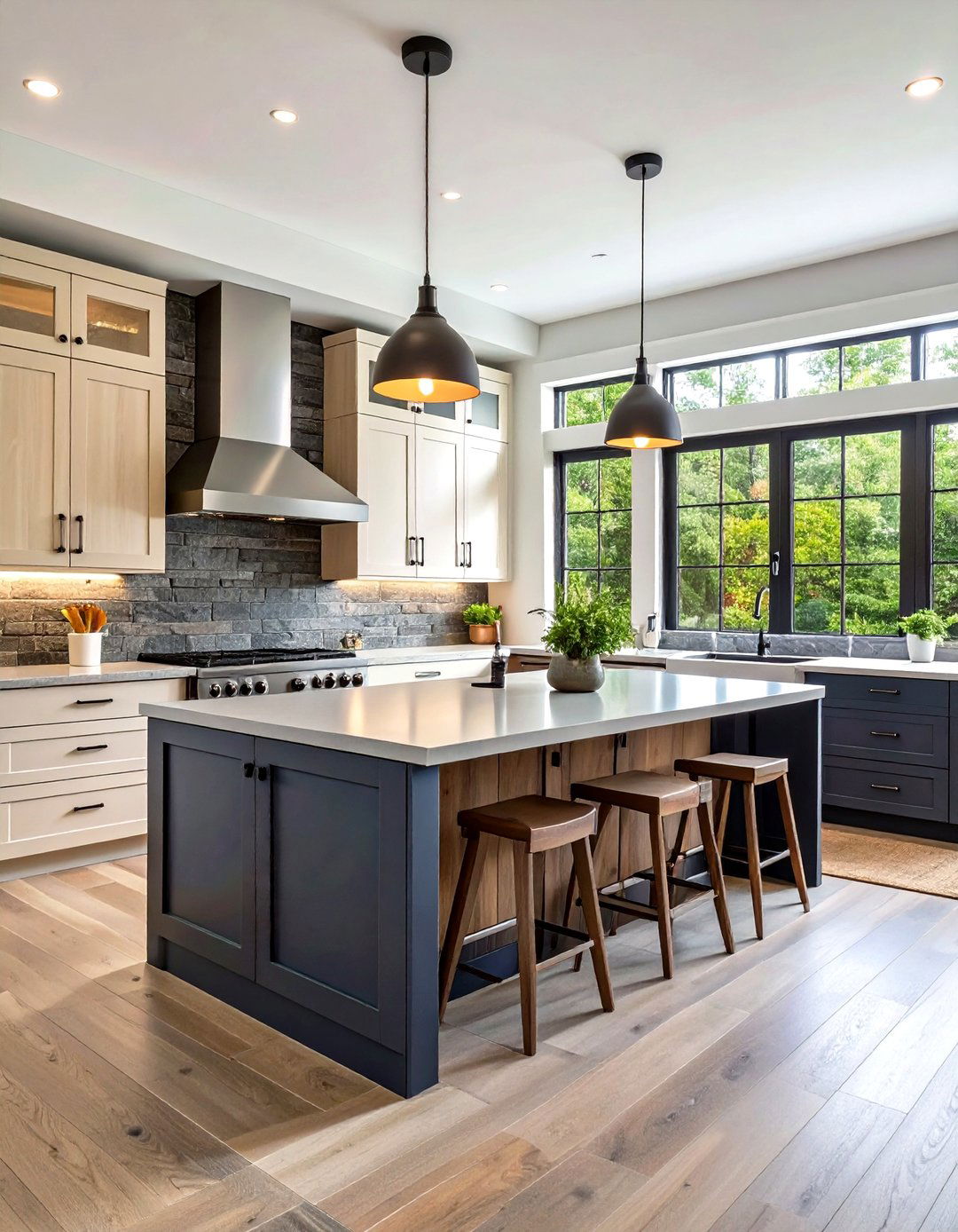 Slate Ledger Stone Rustic Backsplash - 20 Rustic Backsplash Ideas