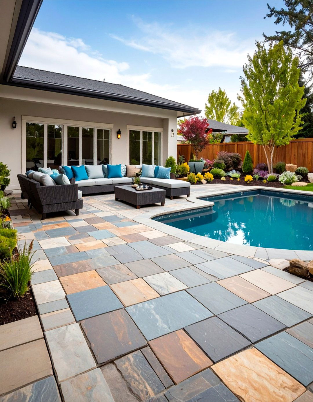 Slate Paver Patio with Sophisticated Natural Beauty - 20 Paver Patio Ideas