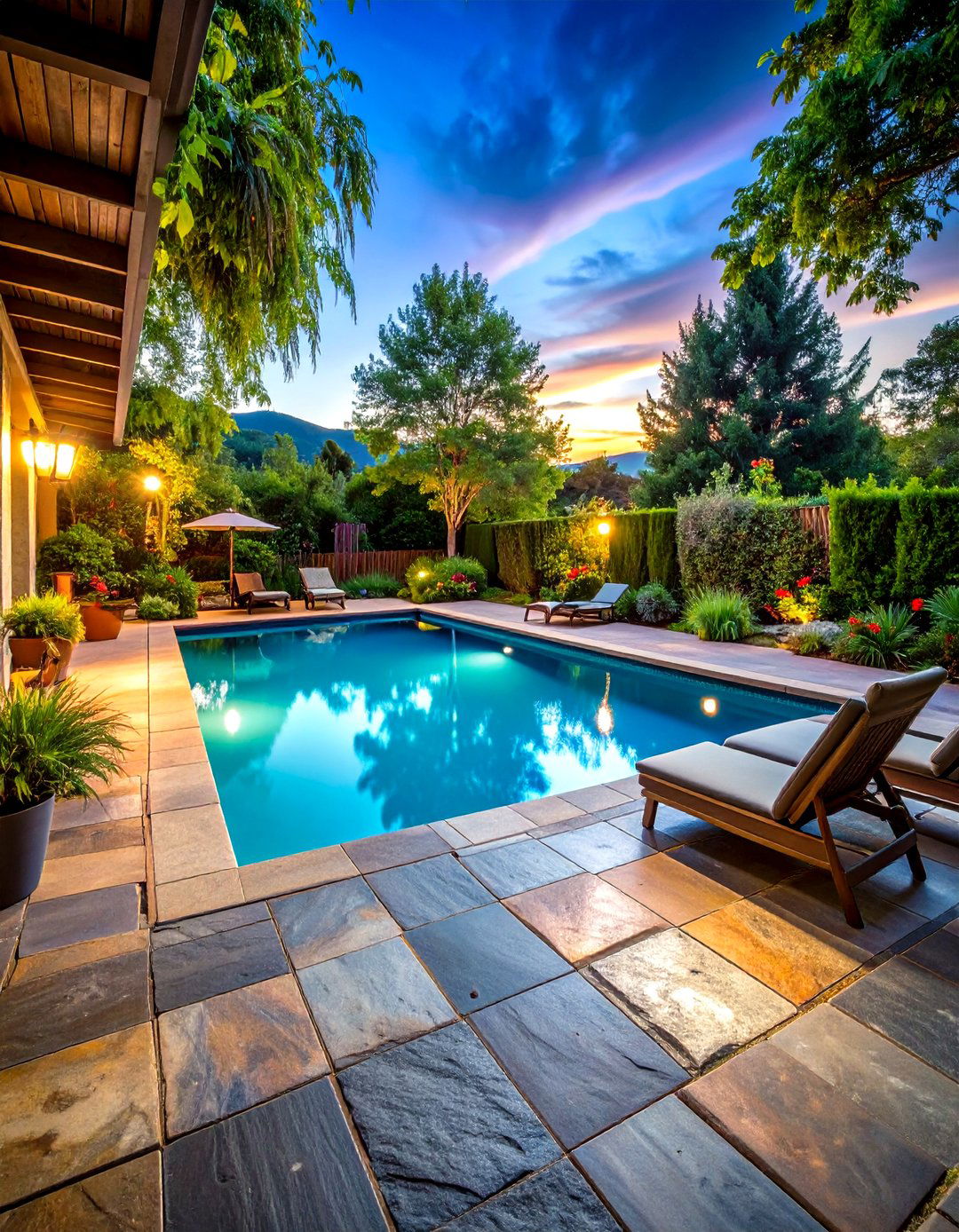 Slate Pool Walkway with Rustic Charm - 20 Pool Walkway Ideas