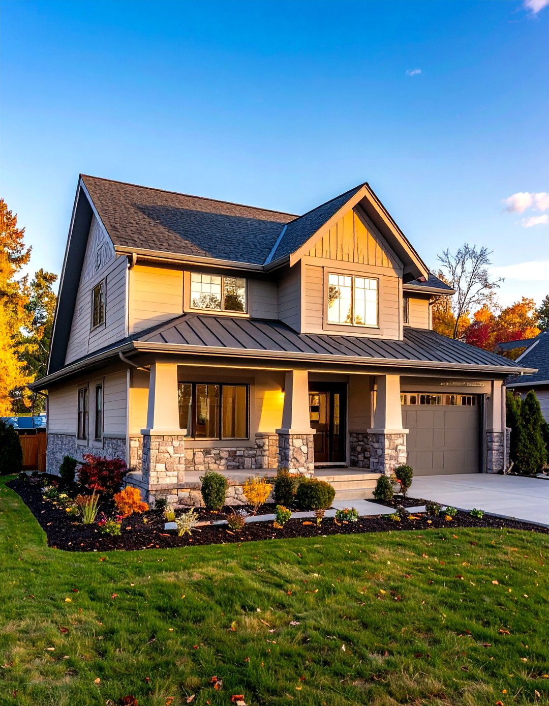 Slate Roof Contrast for New Traditional Appeal - 20 Home Designs Using Natural Clay Siding Colors
