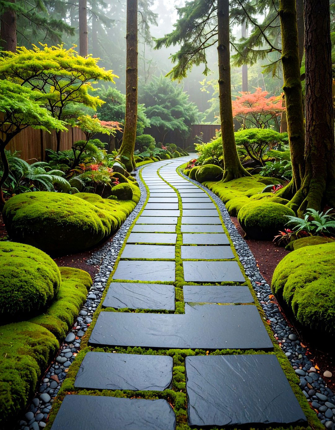 Slate Slab Walkway with Moss Infill - 20 Farmhouse Walkway Ideas