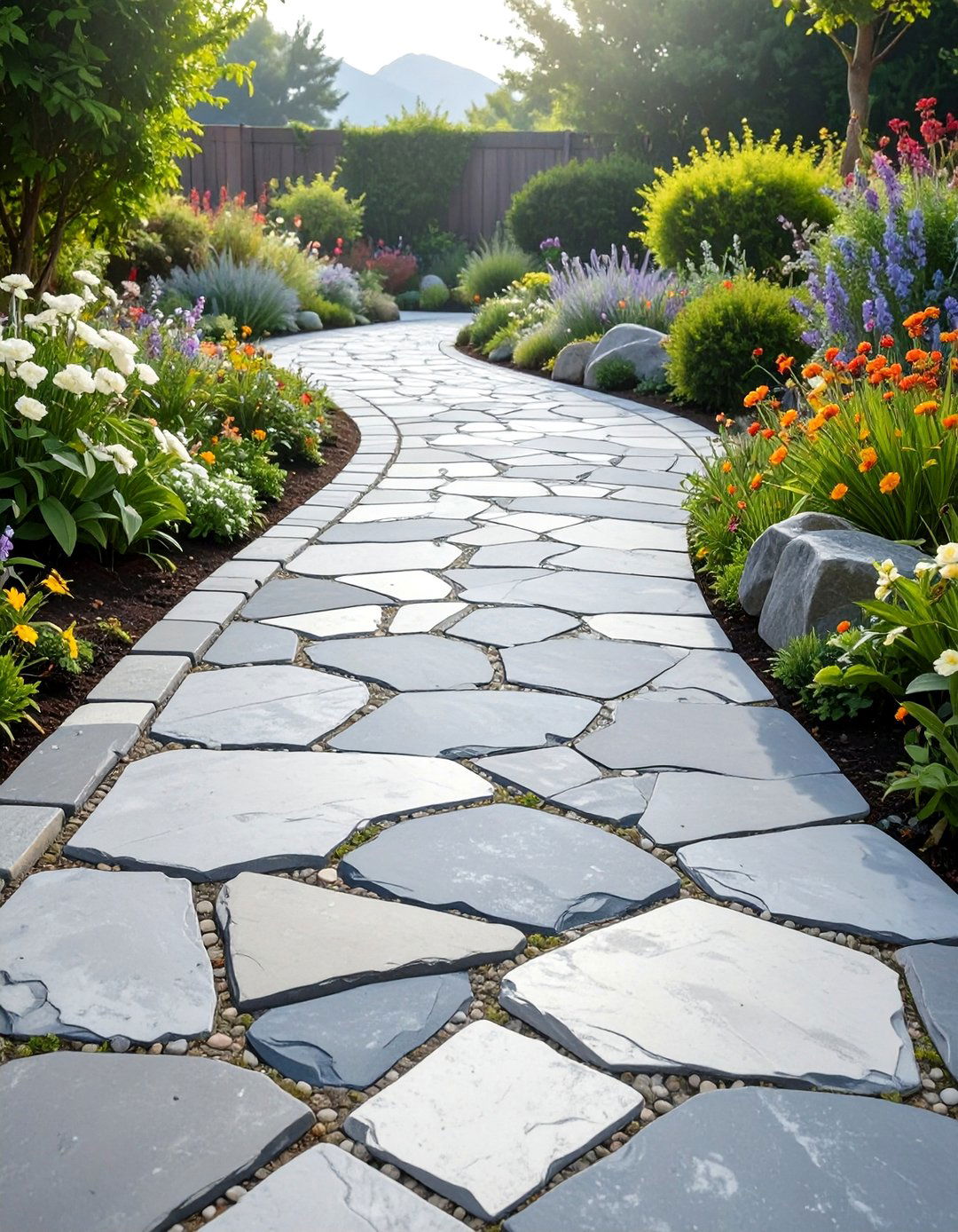 Slate Texture Concrete Walkway Painting - 20 Concrete Walkway Painting Ideas