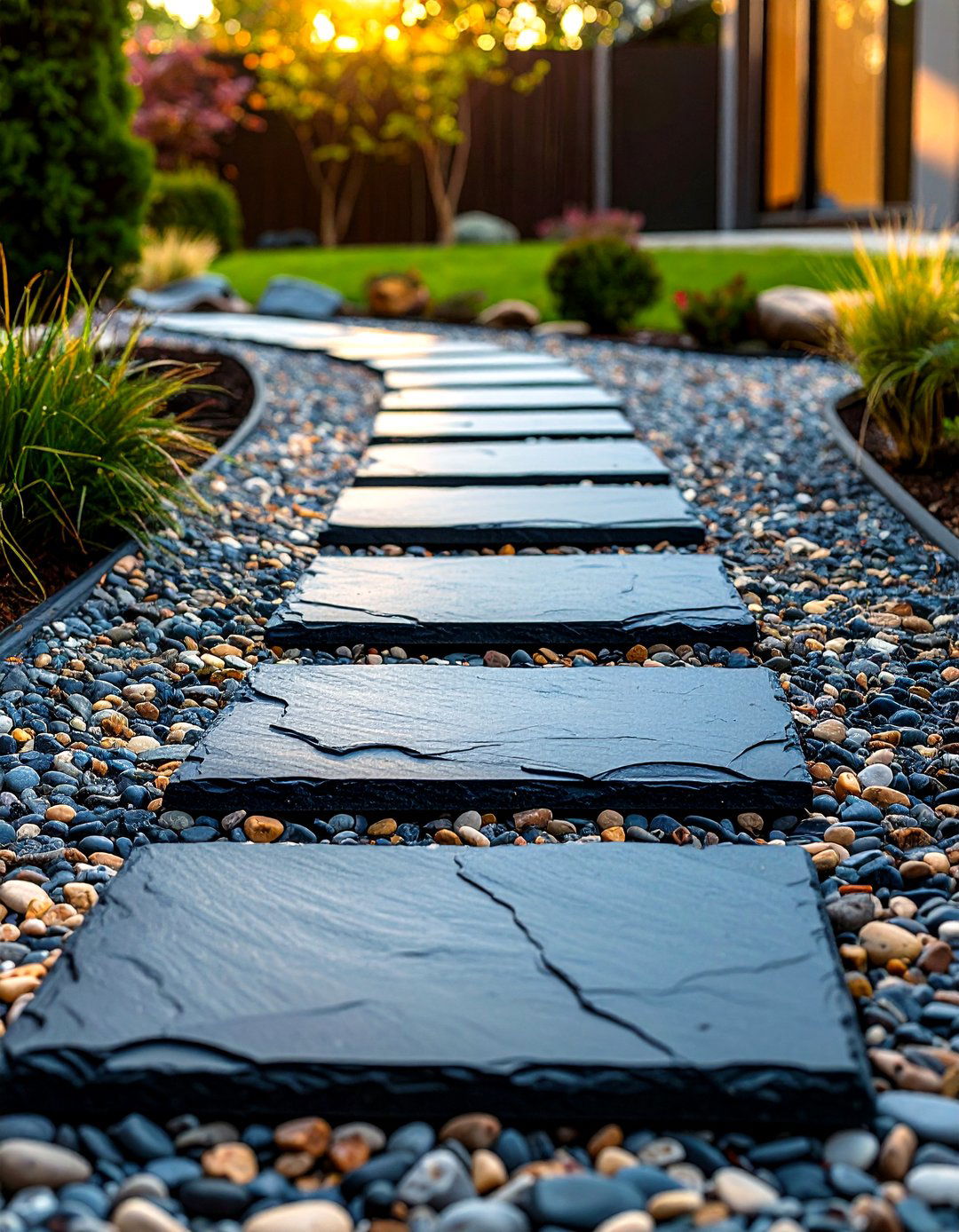 Slate Tile Stepping Stones - 20 Stepping Stone Walkway Ideas