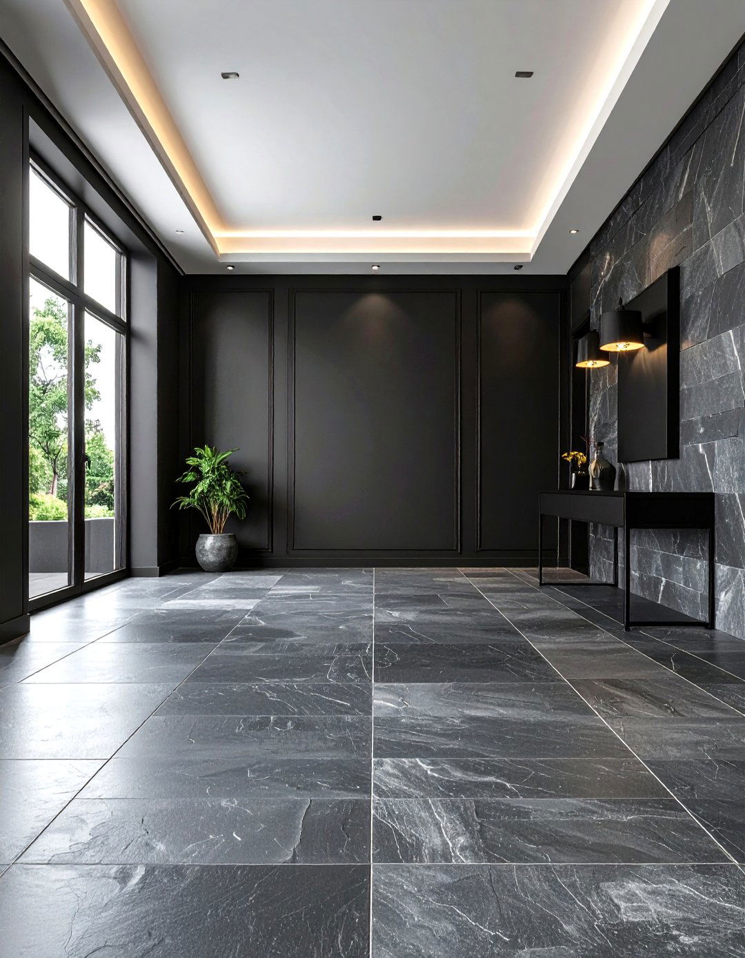 Slate Tiles for Floor and Wall - 20 Stone Bathroom Ideas
