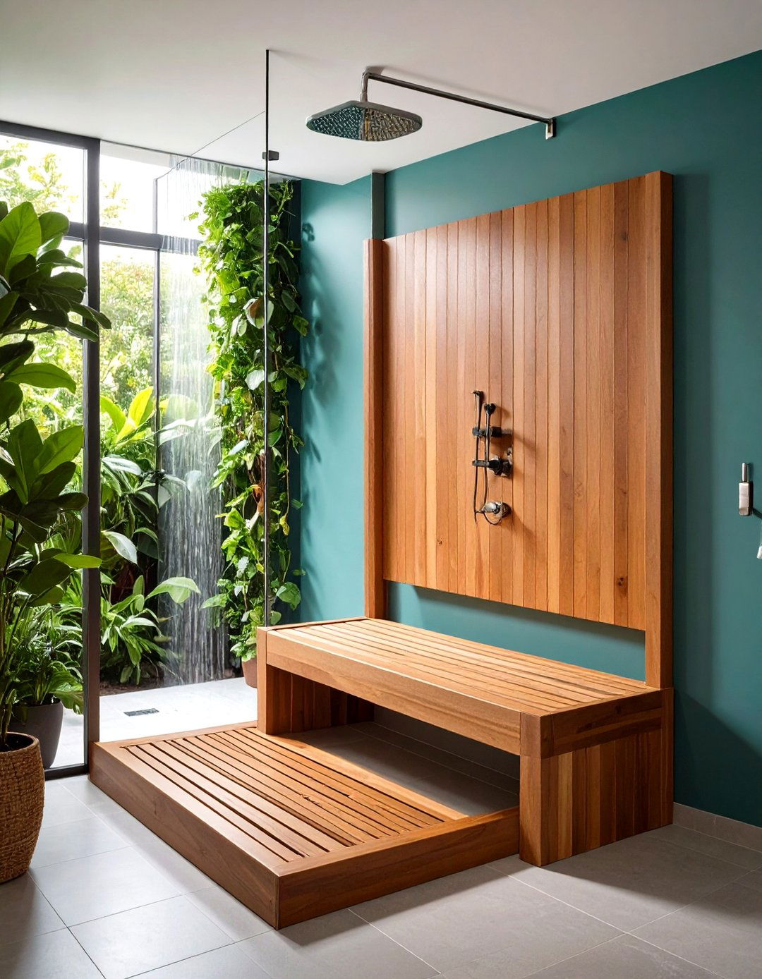 Slatted Teak Bench - 20 Shower Bench Ideas