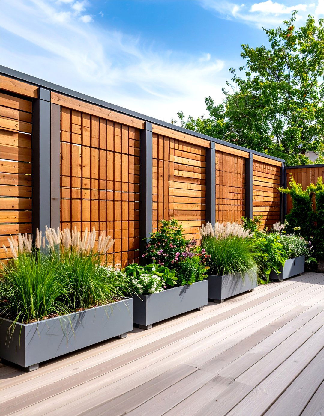 Slatted Wood Privacy Wall for Airy Seclusion - 20 Deck With Privacy Wall