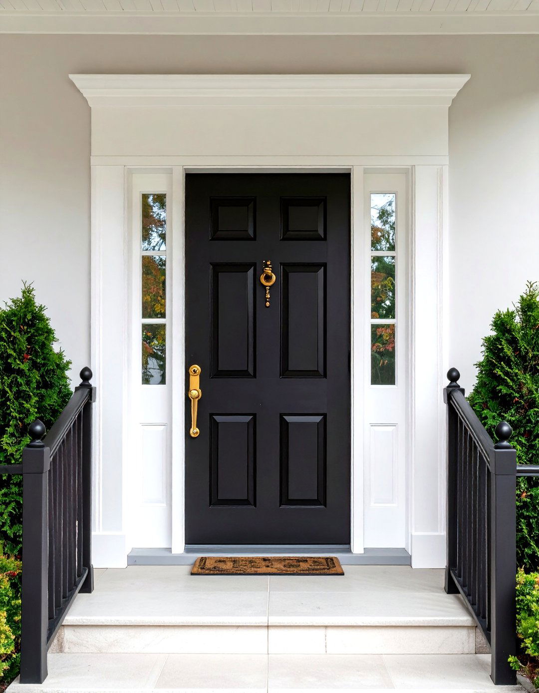 Sleek Black Door with White Trim - 20 Black and White Entryway Design Ideas