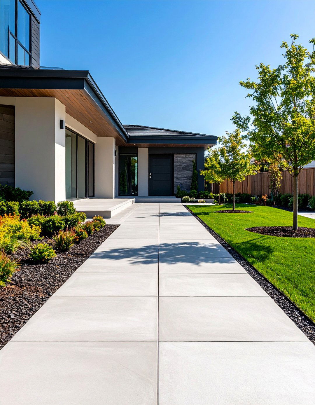 Sleek Concrete Slab Walkway for Modern Homes - 20 Front Walkway Ideas