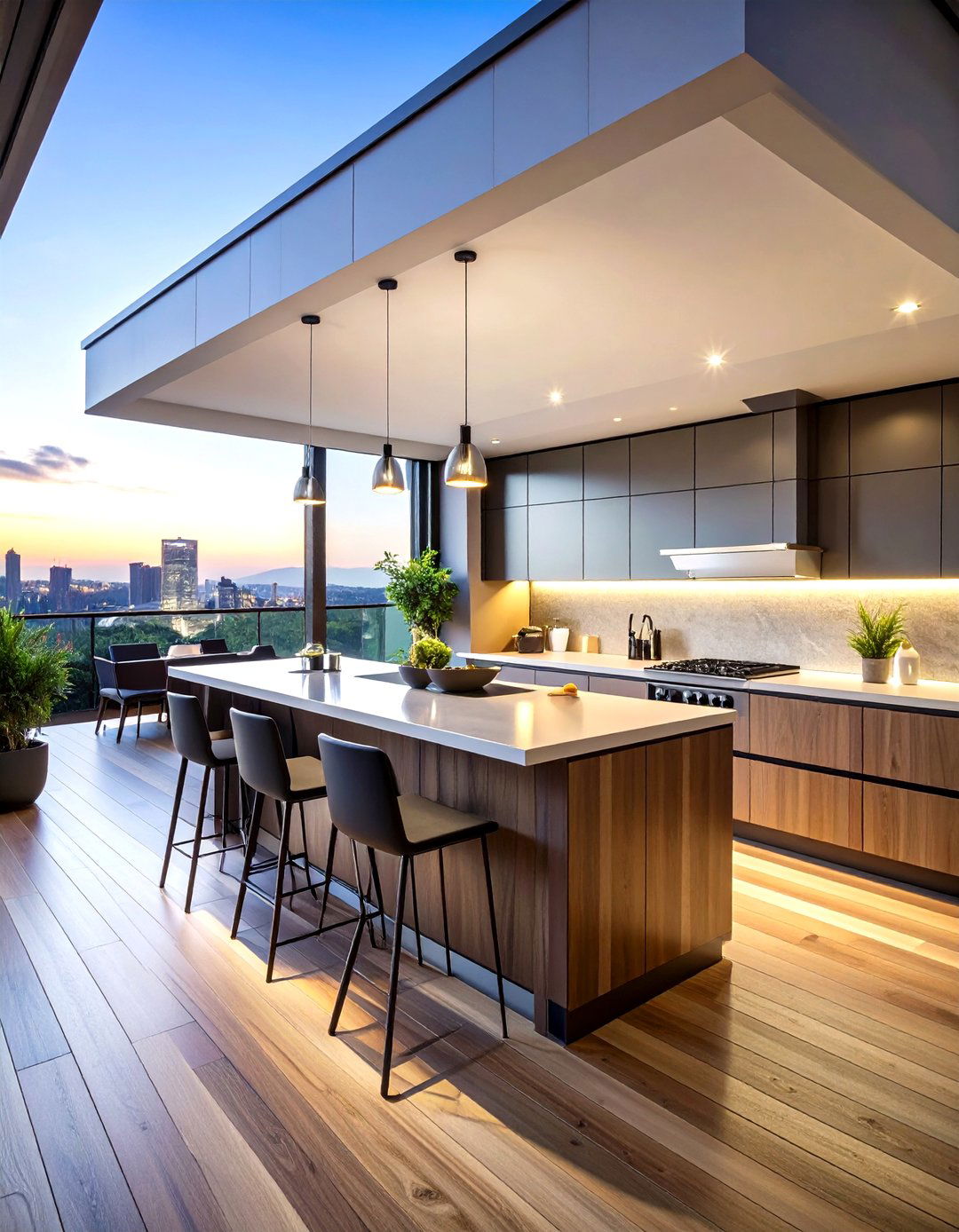 Sleek Contemporary Rooftop Kitchen - 20 Rooftop Kitchen Ideas