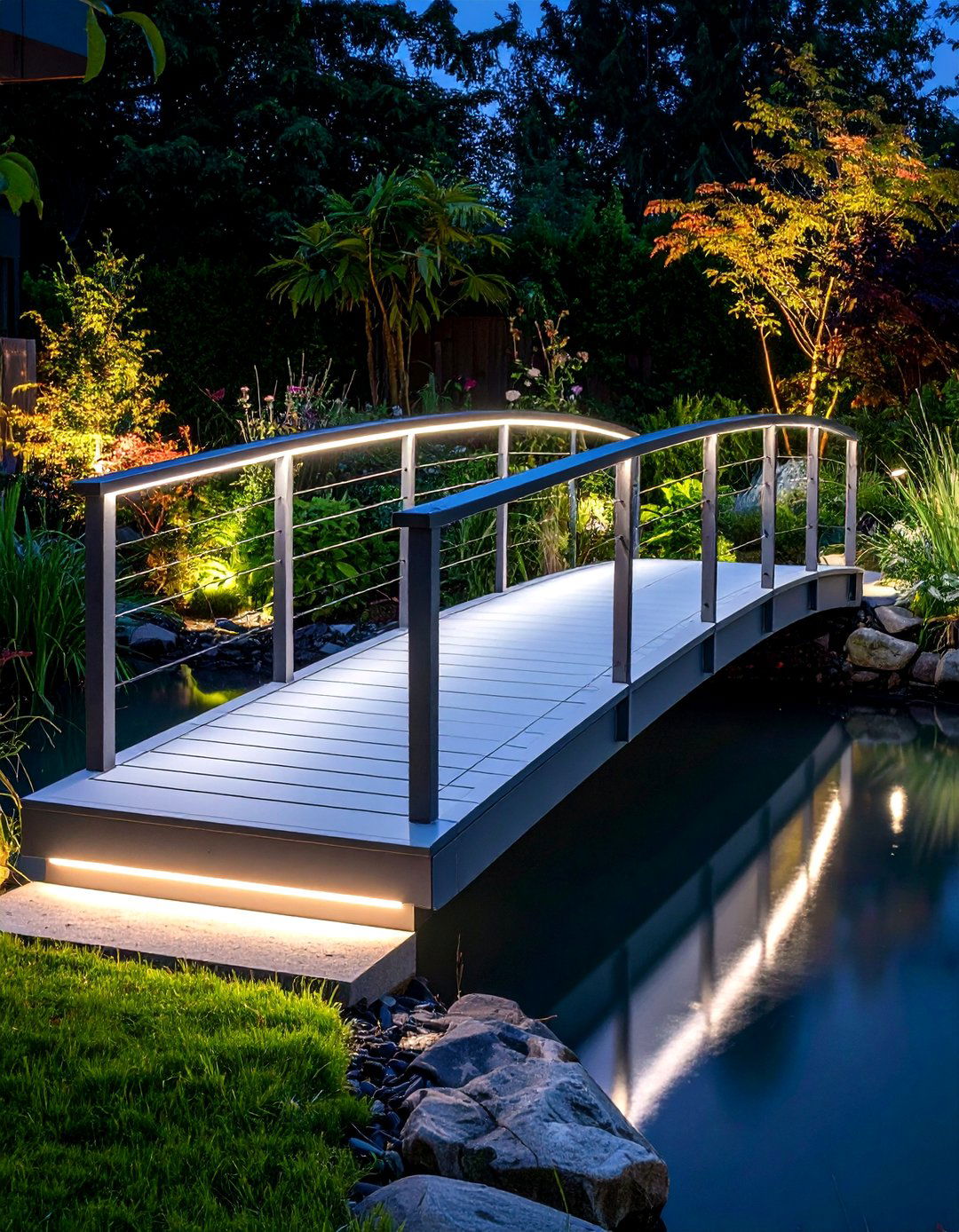 Sleek Minimalist Steel Garden Bridge - 20 Garden Bridge Ideas