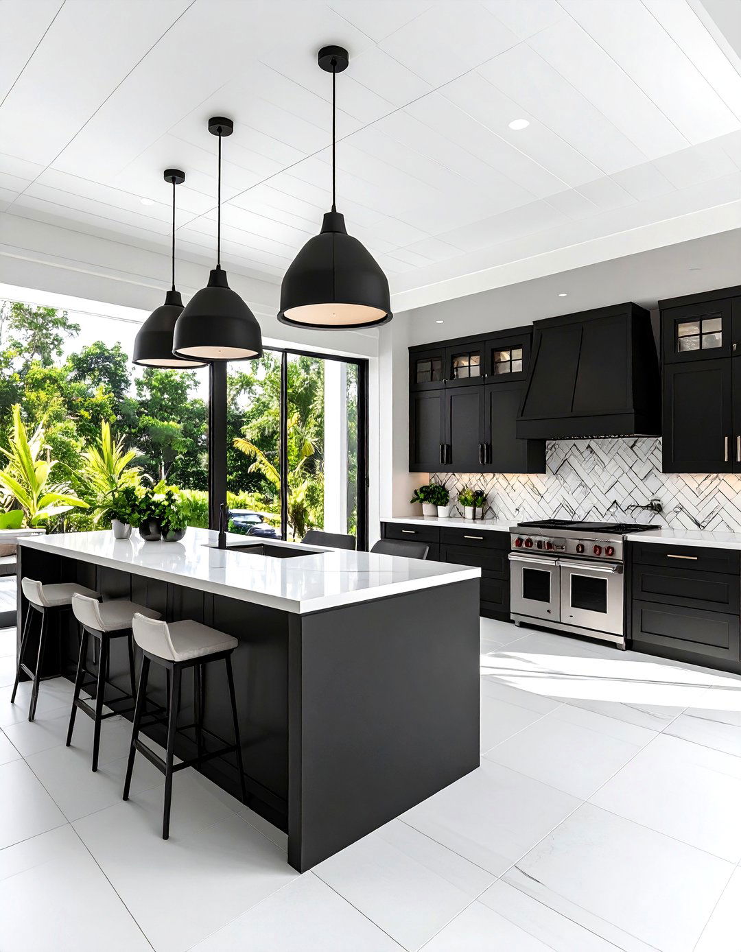 Sleek Monochrome Lanai Kitchen - 20 Lanai Kitchen Ideas