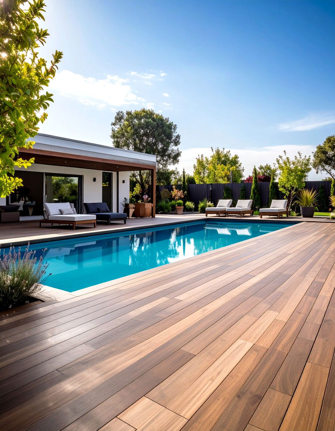Sleek Porcelain Plank Pavers Around Pool Modernity - 20 Pavers Around Pool Ideas