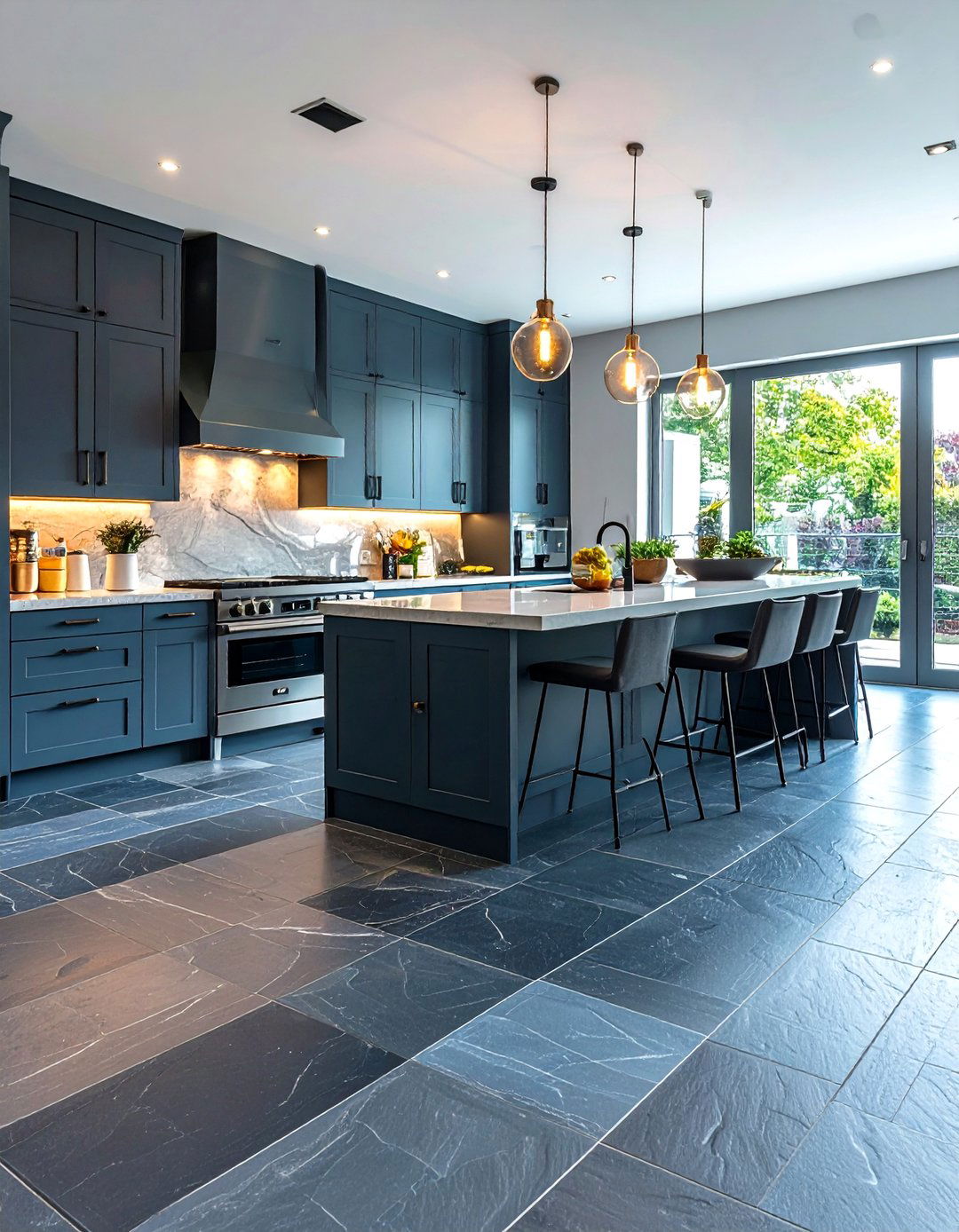 Sleek Slate Kitchen Floor Tile Sophistication - 20 Kitchen Floor Tile Ideas