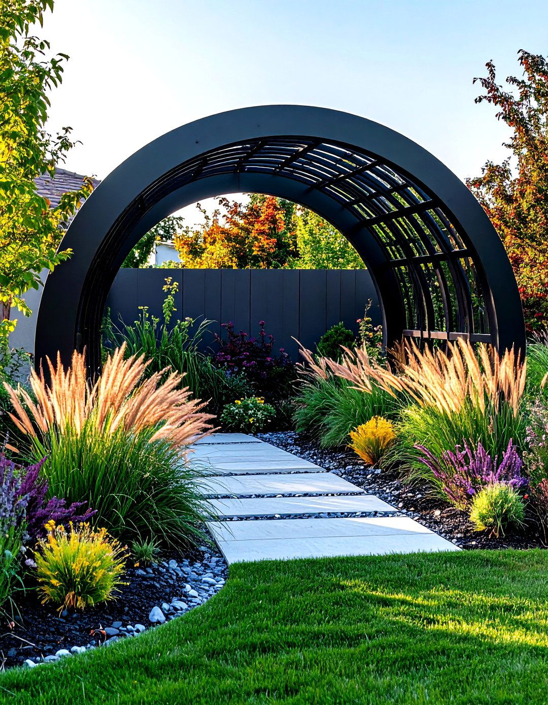 Sleek Steel Garden Arch for Modern Minimalists - 20 Garden Arch Ideas