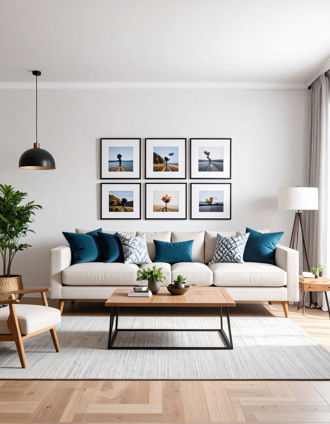 Sleek Symmetrical Grid for a Polished Look - 20 Family Picture Wall Ideas
