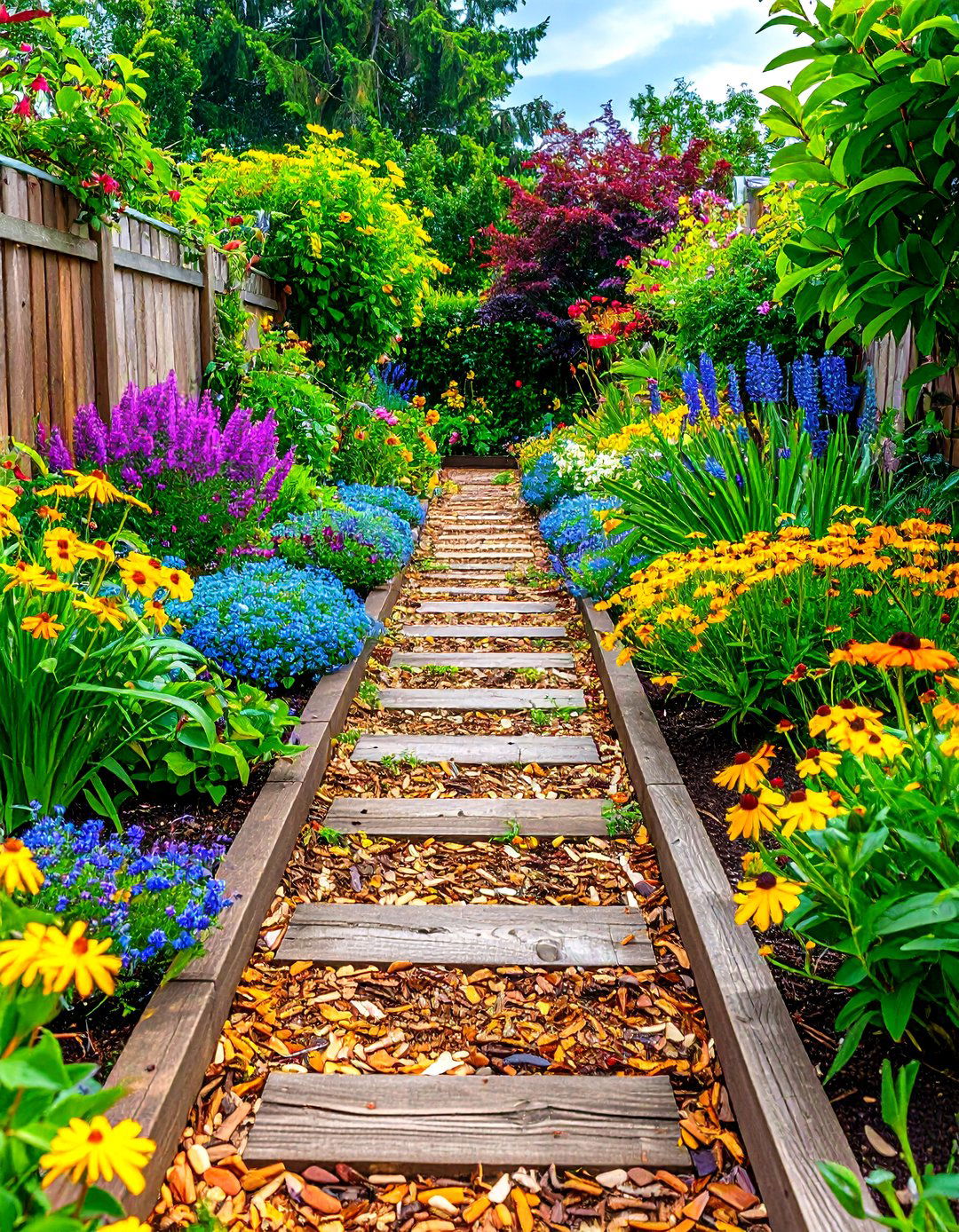 Sleeper Edging for Crisp Borders - 20 Garden Sleeper Ideas