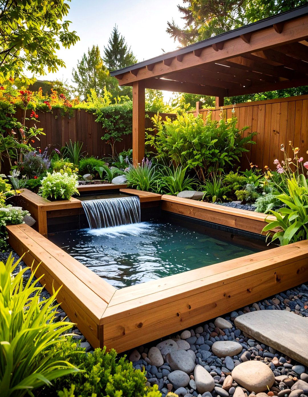 Sleeper Framed Water Feature - 20 Garden Sleeper Ideas