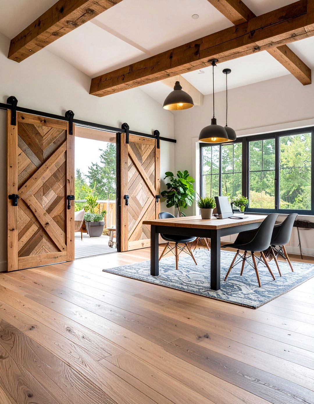 Sliding Barn Door Accent for Home Office - 20 Rustic Home Office Ideas