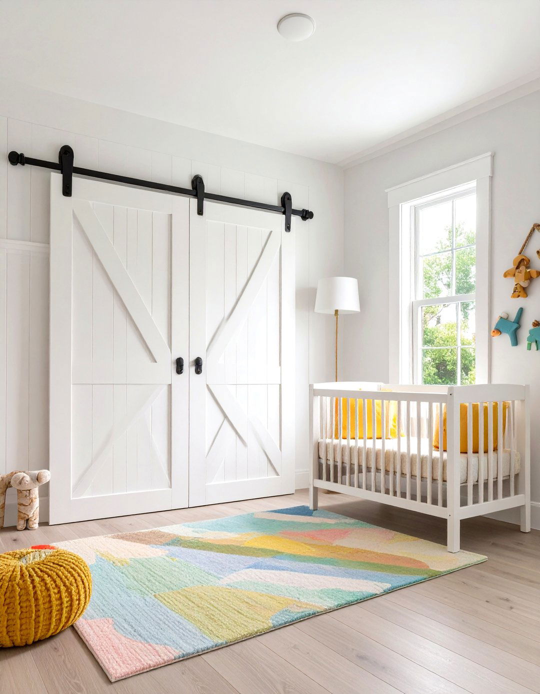 Sliding Barn Door Closet Saves Floor Space - 20 Farmhouse Nursery Ideas