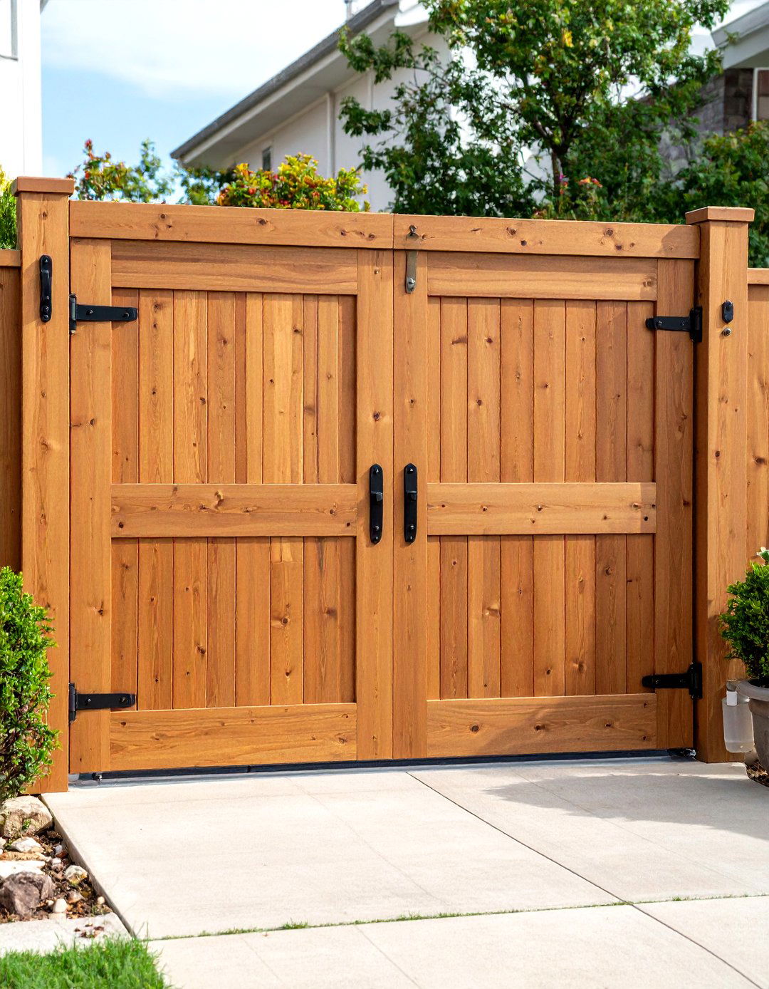 Sliding Barn Door Style Deck Gate Saves Swing Space - 20 Deck Gate Ideas