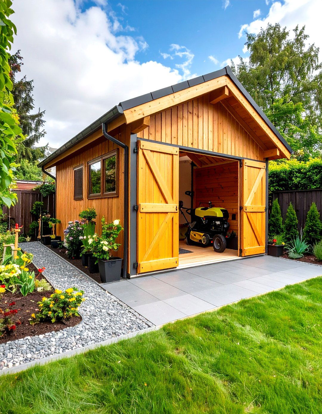 Sliding Barn Door Tool Shed for Narrow Alleys - 20 Garden Shed Ideas