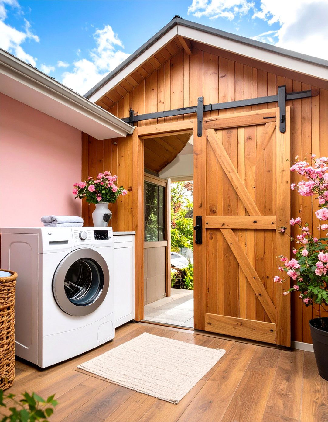 Sliding Barn Door - 20 Small Laundry Room Ideas With a Top Load Washing Machine