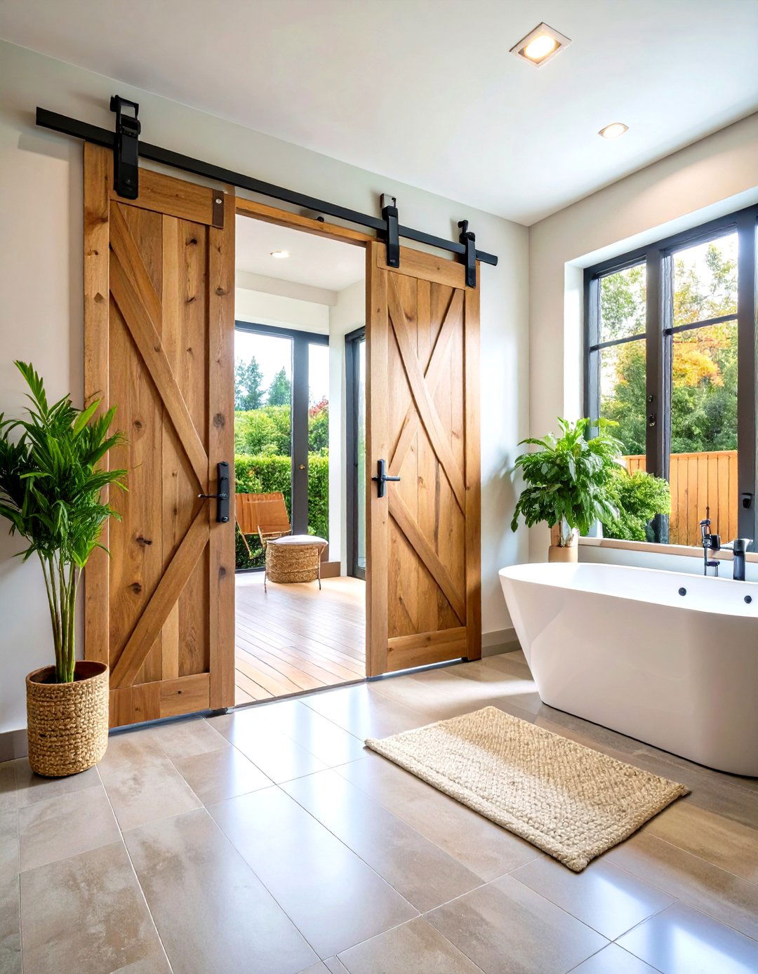 Sliding Barn Style Bathroom Door Saves Clearance - 20 Handicap Bathroom Ideas