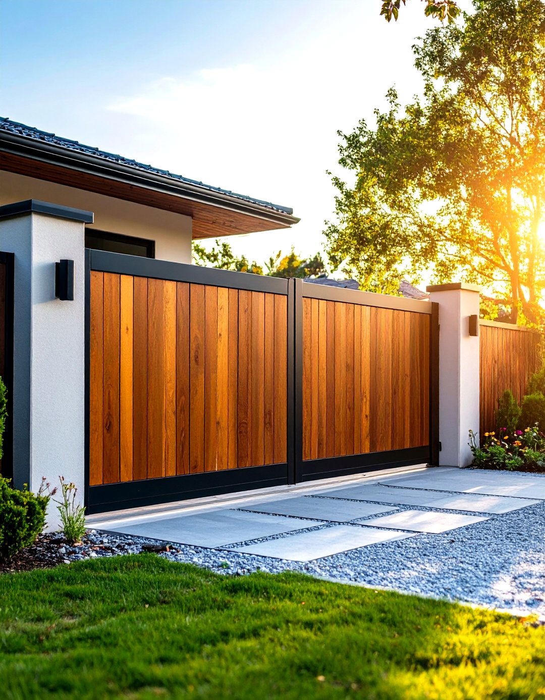 Sliding Gate Metal and Wood Fence - 20 Metal and Wood Fence
