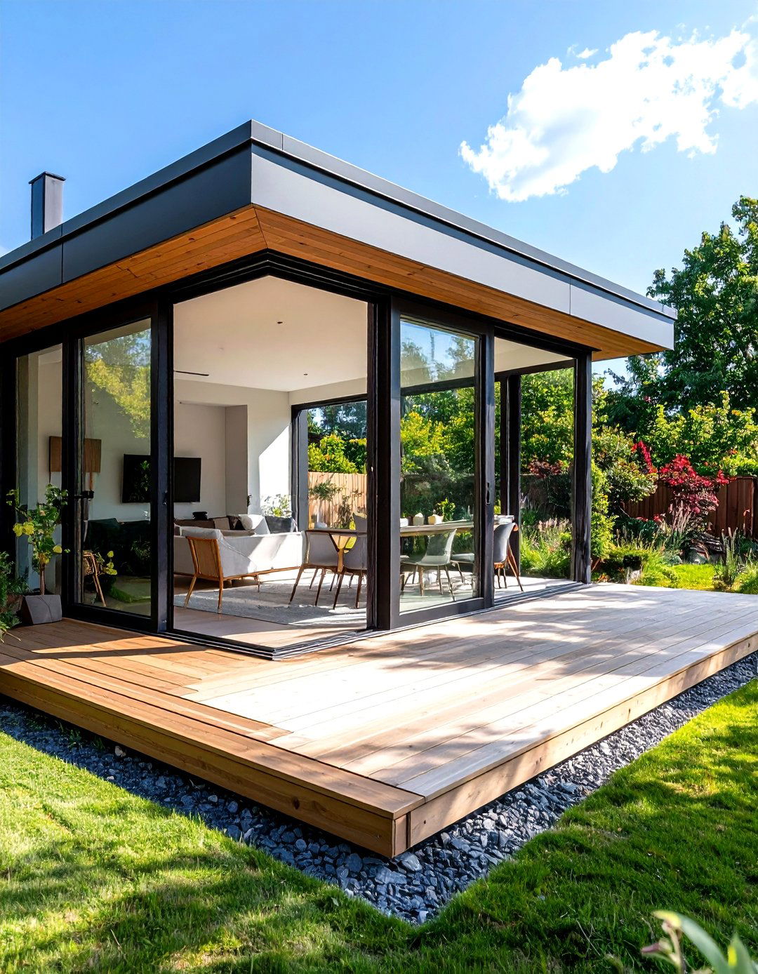 Sliding Glass Wall Garden Office for Indoor Outdoor Flow - 20 Garden Office Ideas