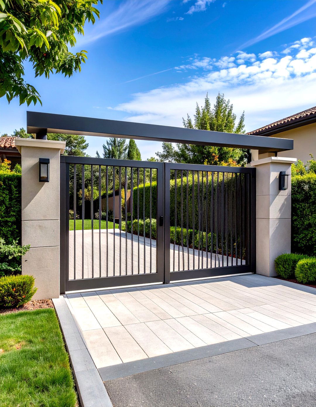 Sliding Metal Garden Gate with Space Efficient Operation - 20 Metal Garden Gate Ideas