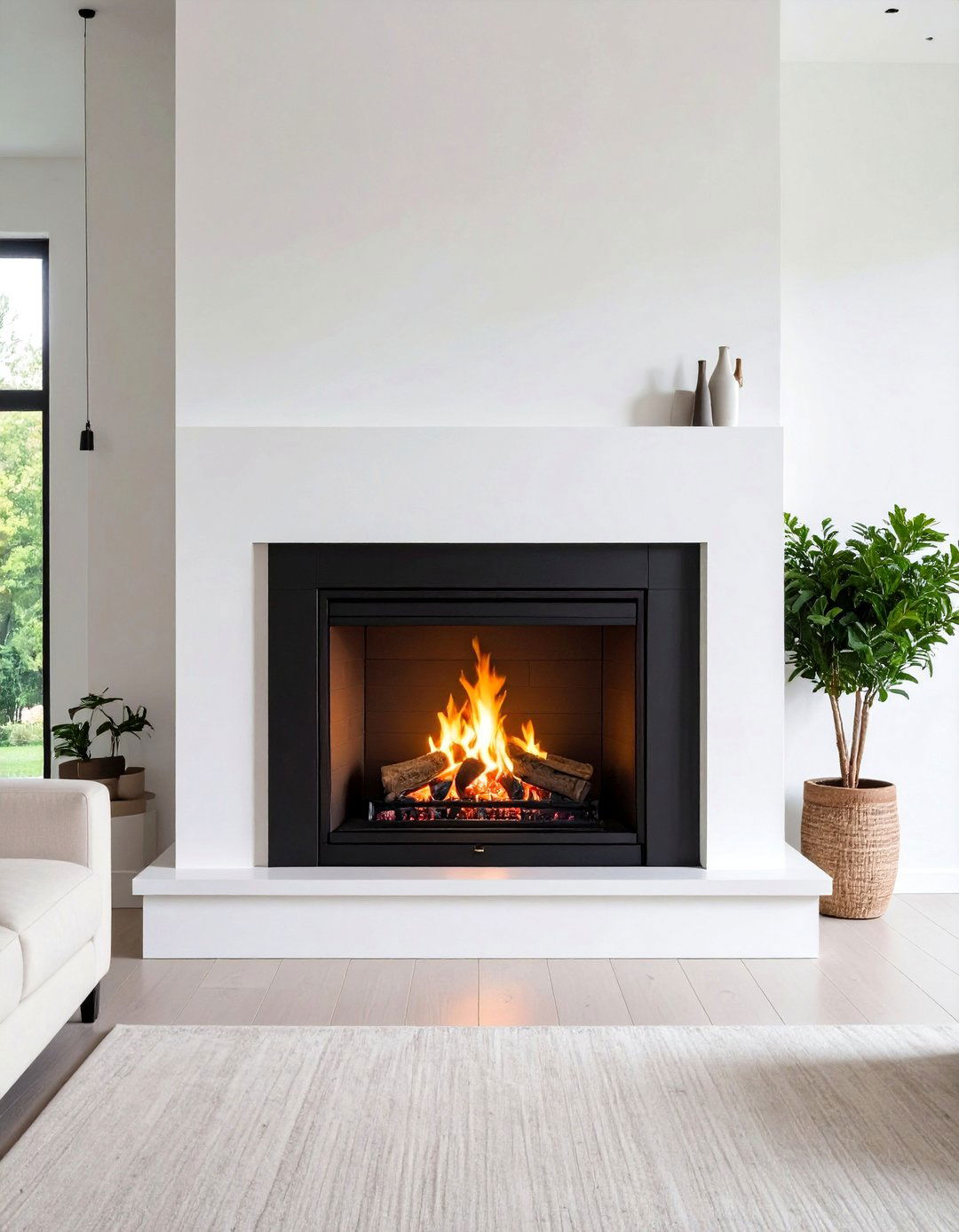 Slim Black Steel Minimalist Frame - 20 Black and White Fireplace Ideas
