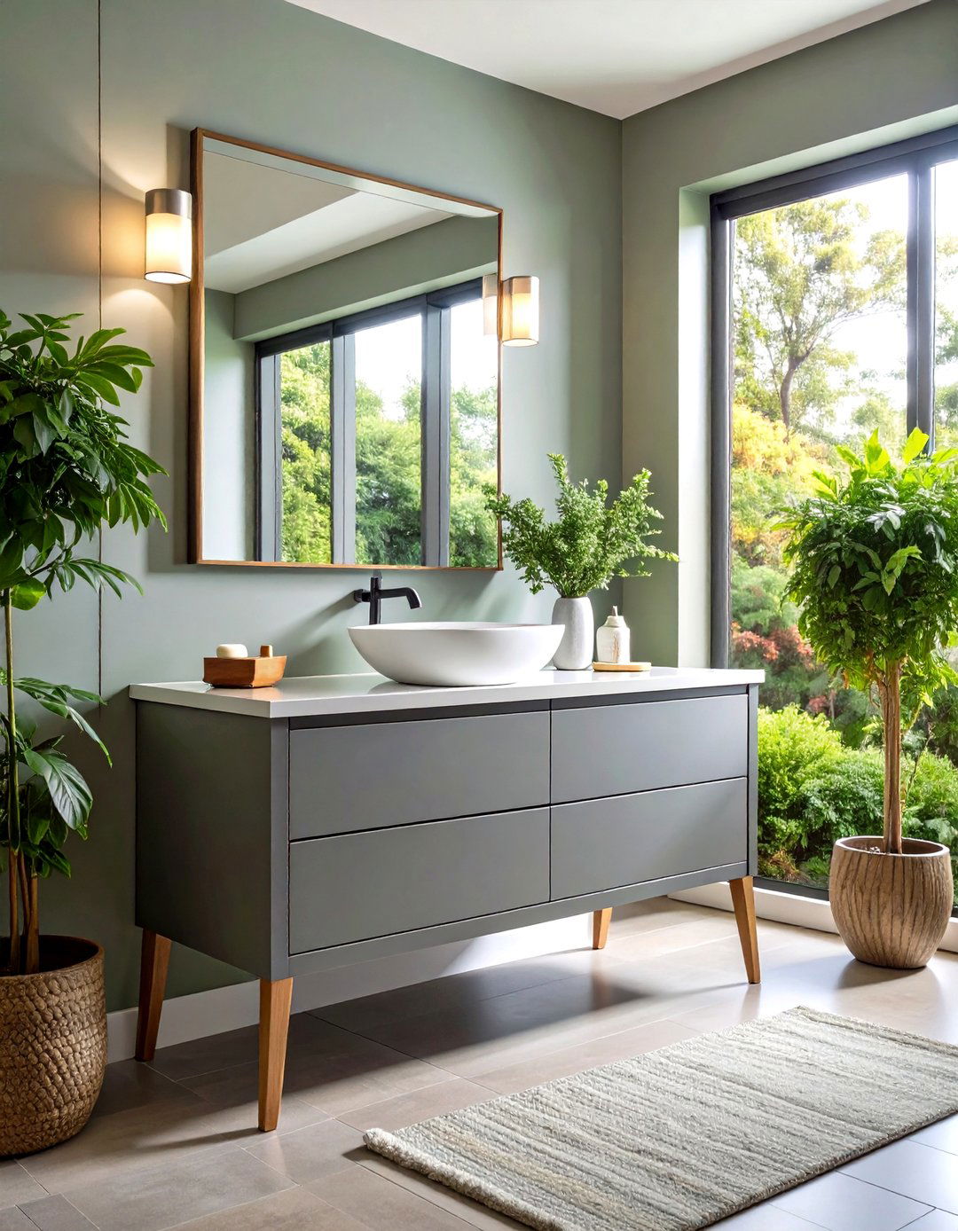 Slim Inch Gray Vanity Saves Small Powder Rooms - 20 Grey Bathroom Vanity Design Ideas
